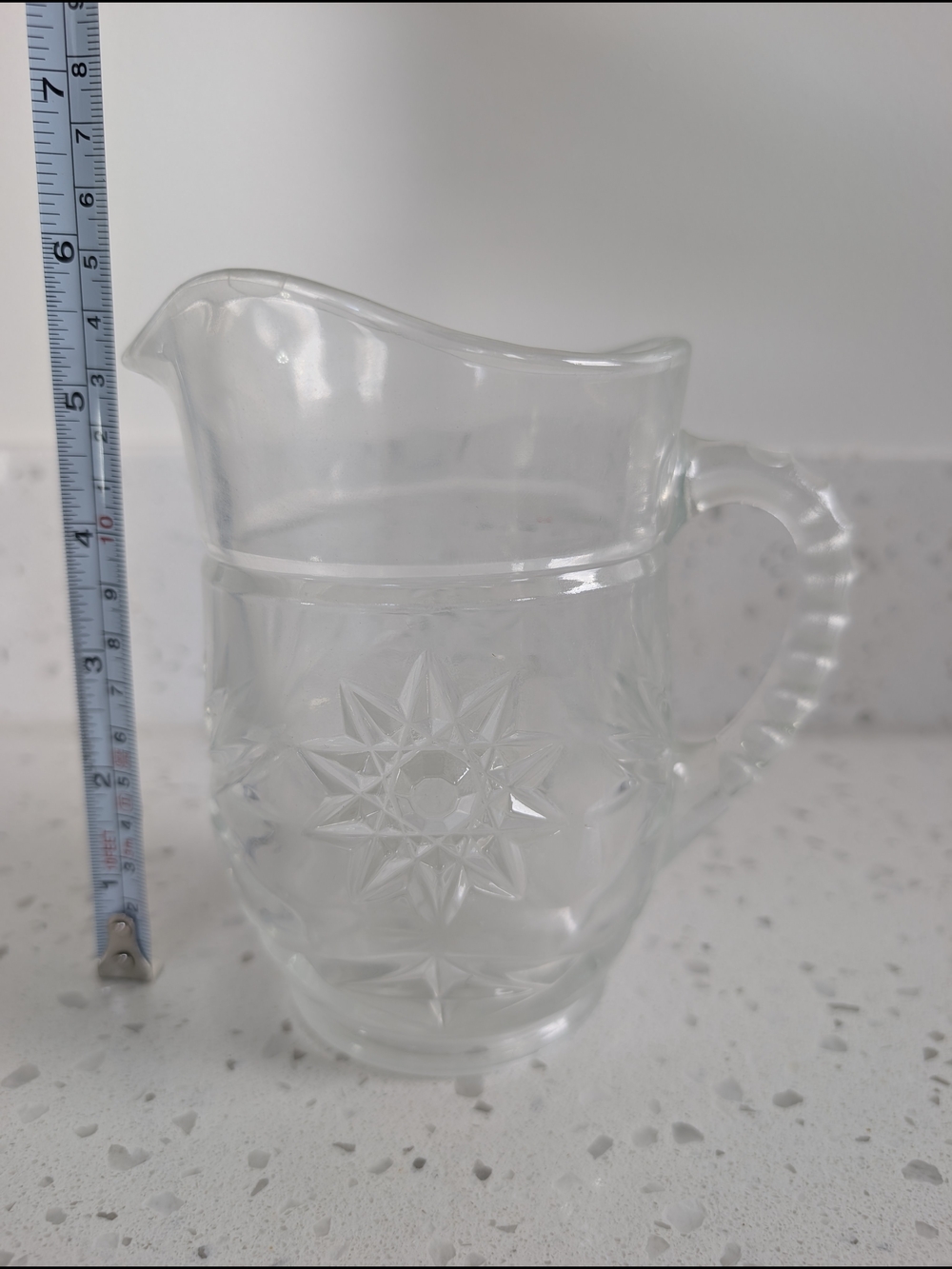 Vintage Clear Glass Star-Pattern Small Pitcher - Picture 5 of 6